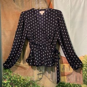 Vixbe long sleeve wrap style peplum blouse